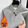 Men's Mink Velvet V-Neck Thick Knit Sweater – Winter Style for Middle-Aged Dads