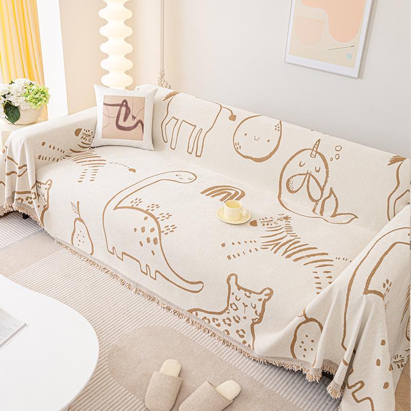 Chenille Sofa Cover Cloth Four Seasons Universal Non-Slip Sofa Cushion Anti-Scratching Cover Blanket Full Covered Cartoon Sofa Towel