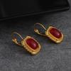 A Pair Of Vintage And Elegant Ruby Hanging Earrings, Able Jewelry For Women's Wedding Banquets