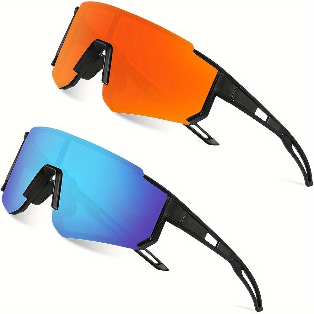 2pcs Men's Oversized Cycling Sunglasses Women Sport Goggles Windproof Lens Road Riding Bike Eyewear UV400