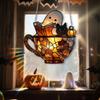 Acrylic Ghost Reading Book Suncatcher Halloween Hanging Decor Window Hanging Ornament Colorful Shadow Home Decorations