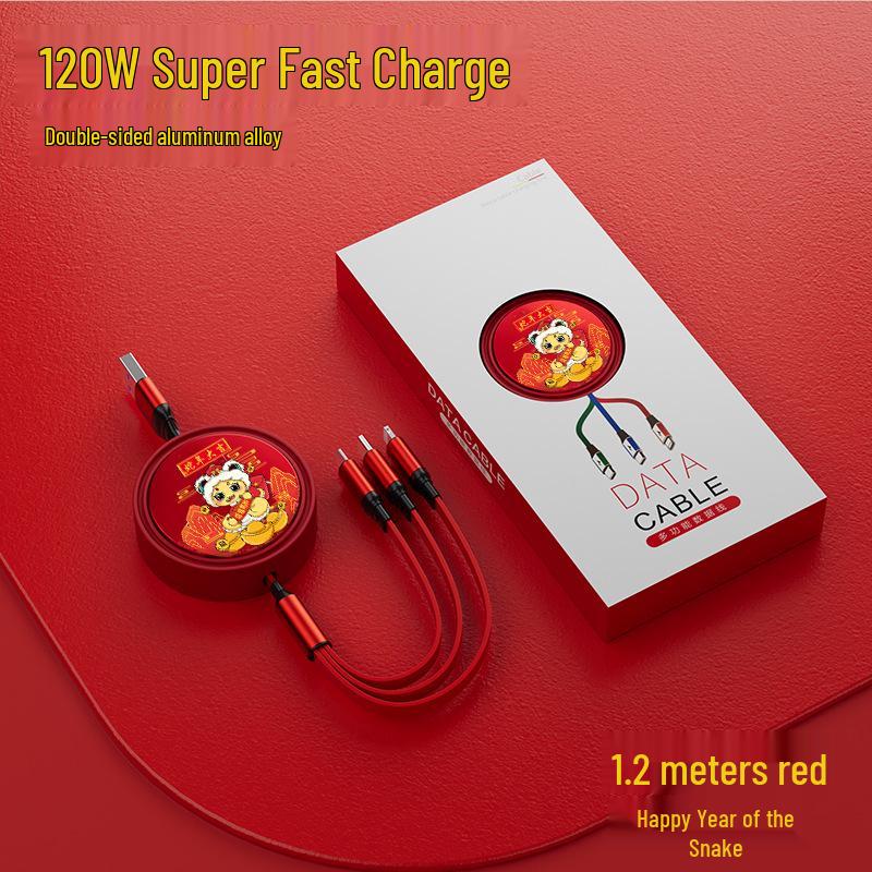 Juran Retractable Multi-Head Fast Charging Cable - 3-in-1 Function
