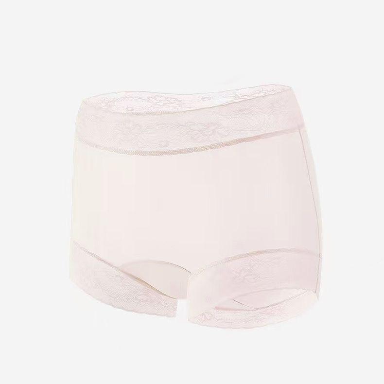 Hidden Valley Camellia: Ultra-thin Ice Silk Panties, Plus Size Breathable Mid-Waist Lace Boxers