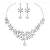 Funkelndes Strass Schmuckset Vintage Blume Halskette Perlenkette Ohren Damen Geschenke