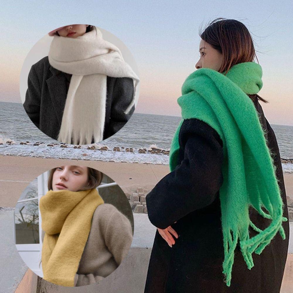 

Осень-зима, плотный кашемир, яркий шарф розового цвета с кисточками, бандана, одеяло из пашмины, длинная шаль