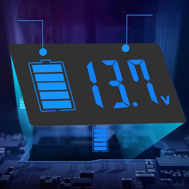 Battery Capacity Indicator Voltage Meter with LCD Display Backlight Waterproof Monitor Gauge Digital Voltmeter Meter