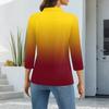Damenmode Lässig Revers Kurz 3/4 Ärmel Print Hemd Damen Knopfleiste Oberteile