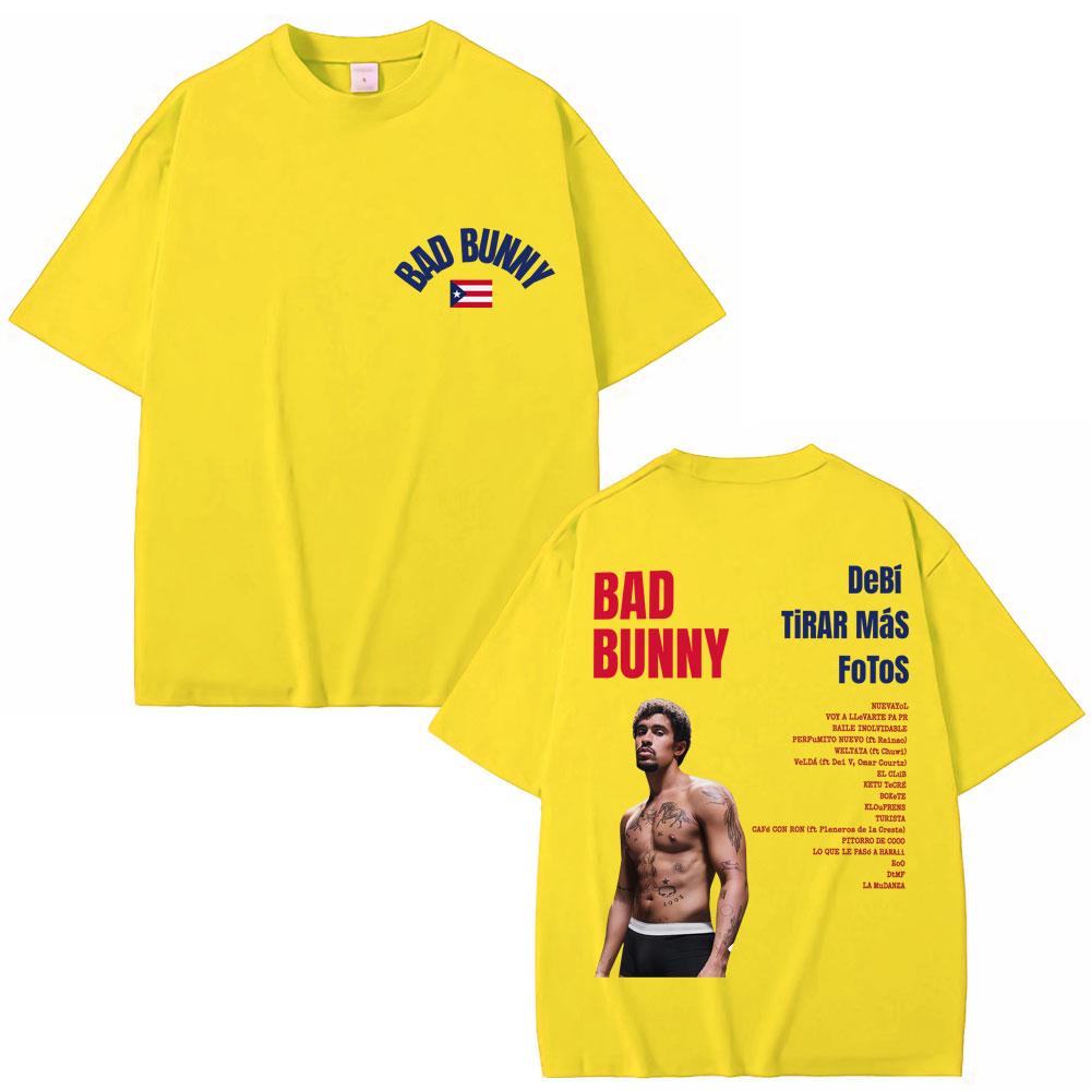 Rapper Bad Bunny Graphic Tshirts Debi Tirar Mas Fotos DTMF Fashion Vintage T Shirt Unisex Women Hip Hop Oversized Cotton Tshirt