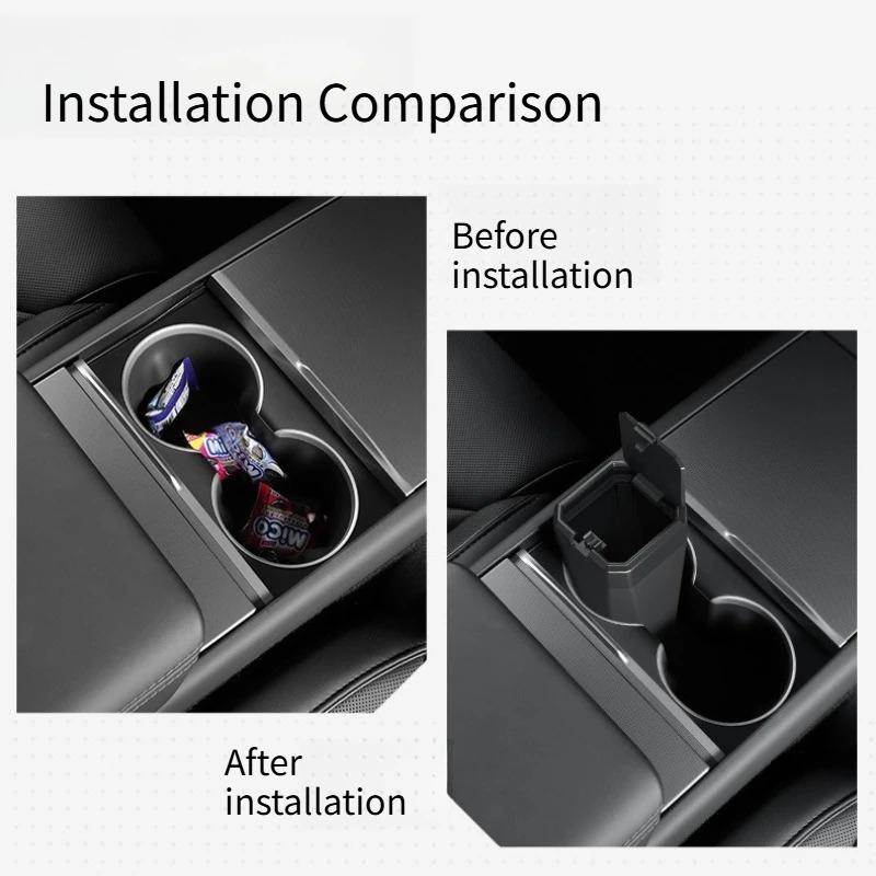 For Tesla Model 3/Y/X/S/YL Juniper 2025 Side Door Trash Can Garbage Can Trash Bin with Cover Center Storage Box Organizer Case