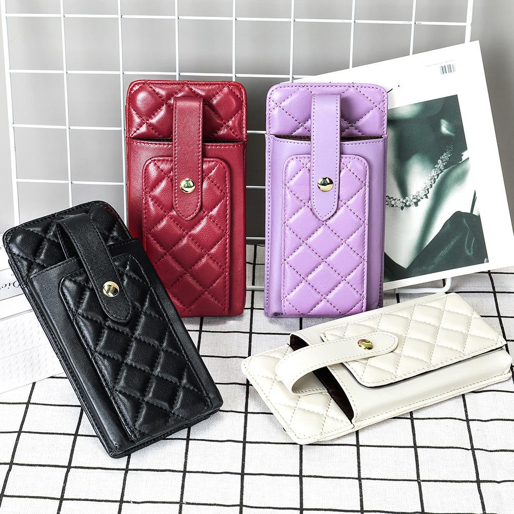 Modische, multifunktionale Umhängetasche, modische Umhängetasche aus Leder mit Schaffell für Damen, Dokument-/Handytasche