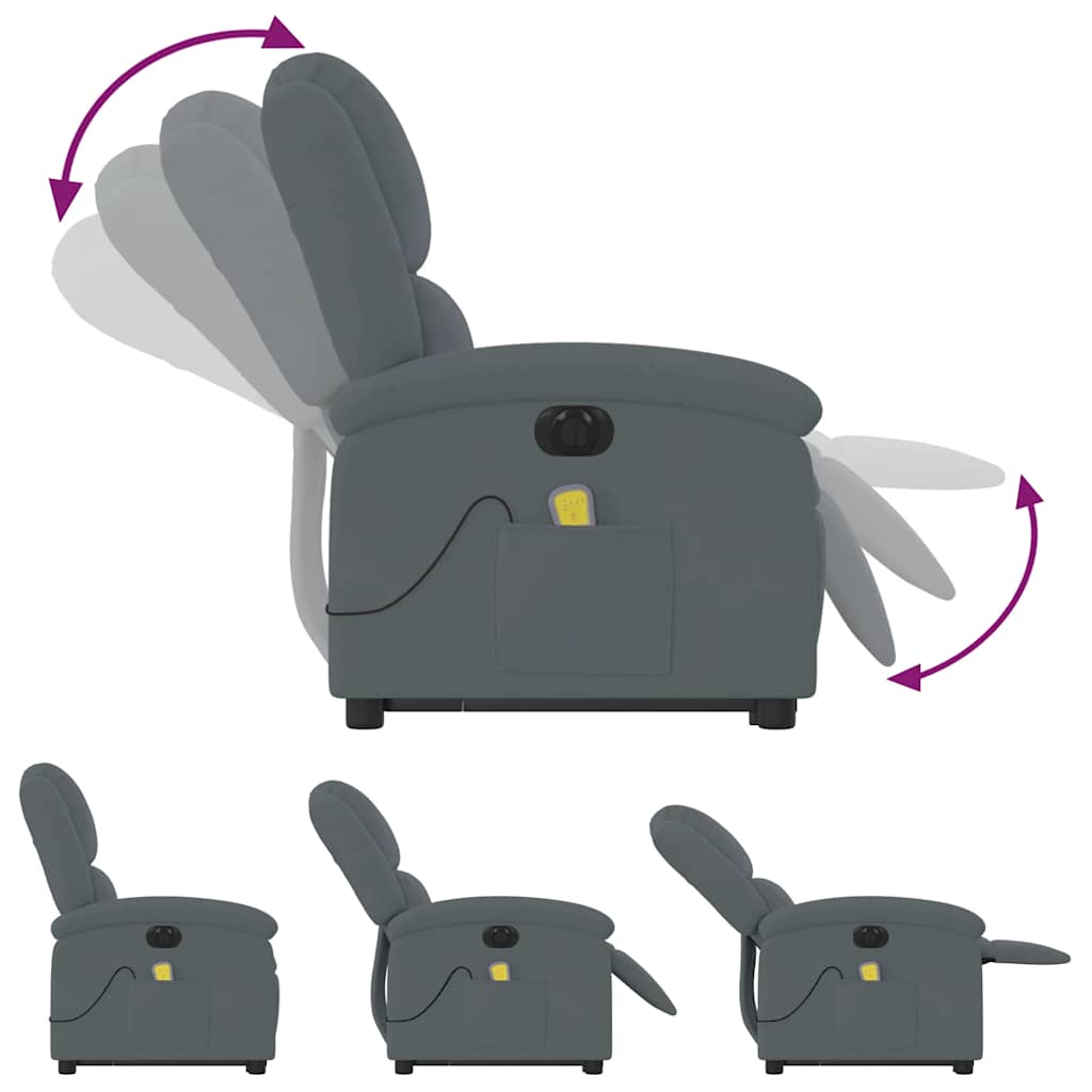 Vidaxl Lift-up Massage Chair, Electric, Reclining, Dark Grey