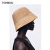 Fashion Raffia Fine Needle Luxury Bucket Hat For Women Summer Sun Shading Fisherman Hat Designer Wide Brim Basin Hat K Pop