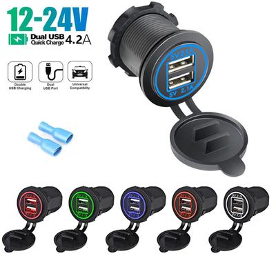 4.2A Dual USB Auto Motorrad Zigarettenanzünder Dual USB Ladegerät 12V-24V Auto Moto Zigarettenanzünder Steckdosen Netzstecker Outlet LE