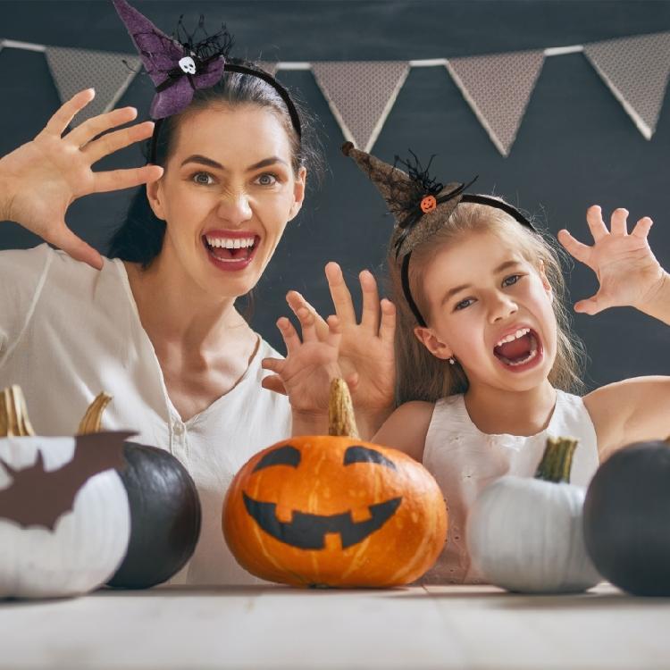 Halloweenowe Opaski z Czapką Czarownicy z Detalami Czapki i Czaszki Modne Opaski Magiczna Dekoracja Imprezowa