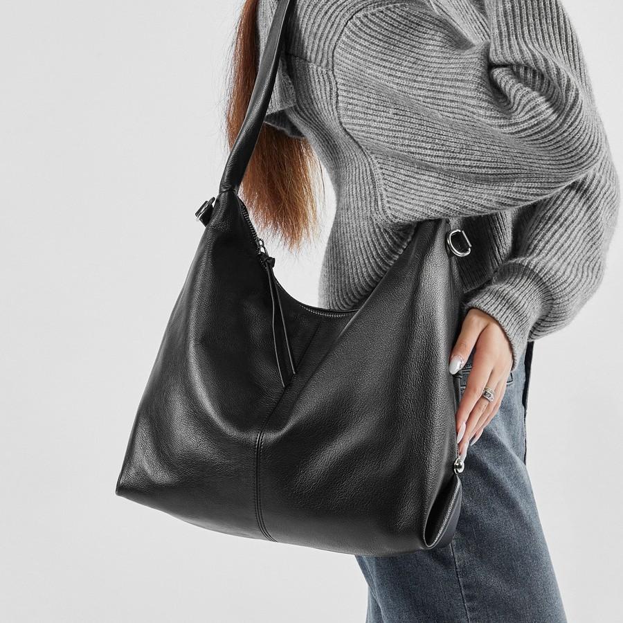 Leather Large Capacity Foreign Trend Fashion Solid Color Casual Commuting Shoulder Tote Bag Women'S Bag