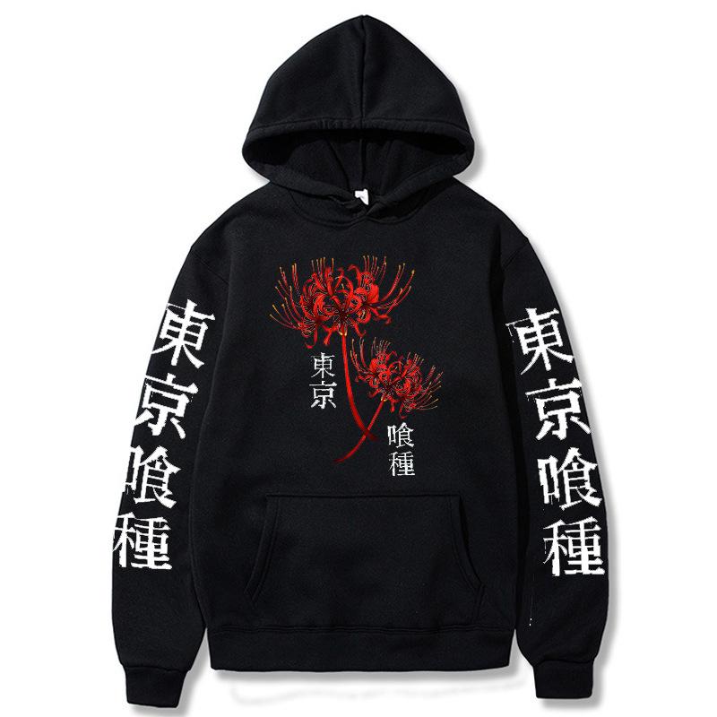 Anime Ghoul Tisk Pavoučí lilie Pánské Dámské Mikiny Nadměrná velikost Mikina Harajuku Streetwear Unisex Pulovr