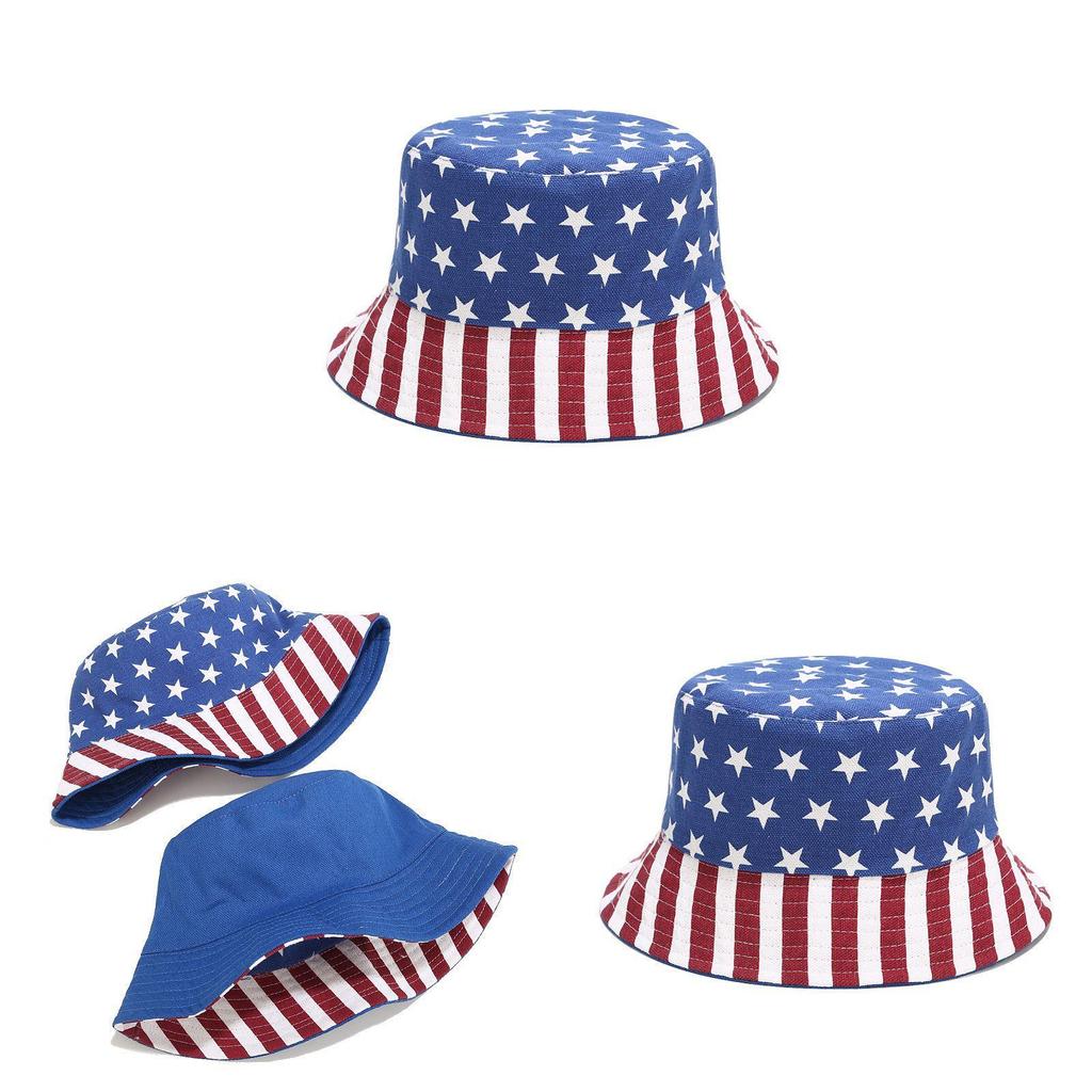 Amerikanische Flagge Canvas Fischerhut mit breiter Krempe zum Sonnenschutz und Sonnenschutz