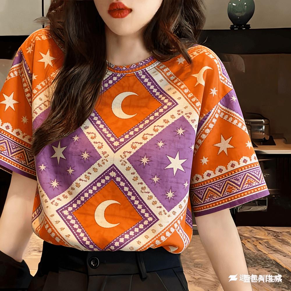 T-shirt Women's Casual Printed Flower Pattern - Suitable for Water Splashing Festival