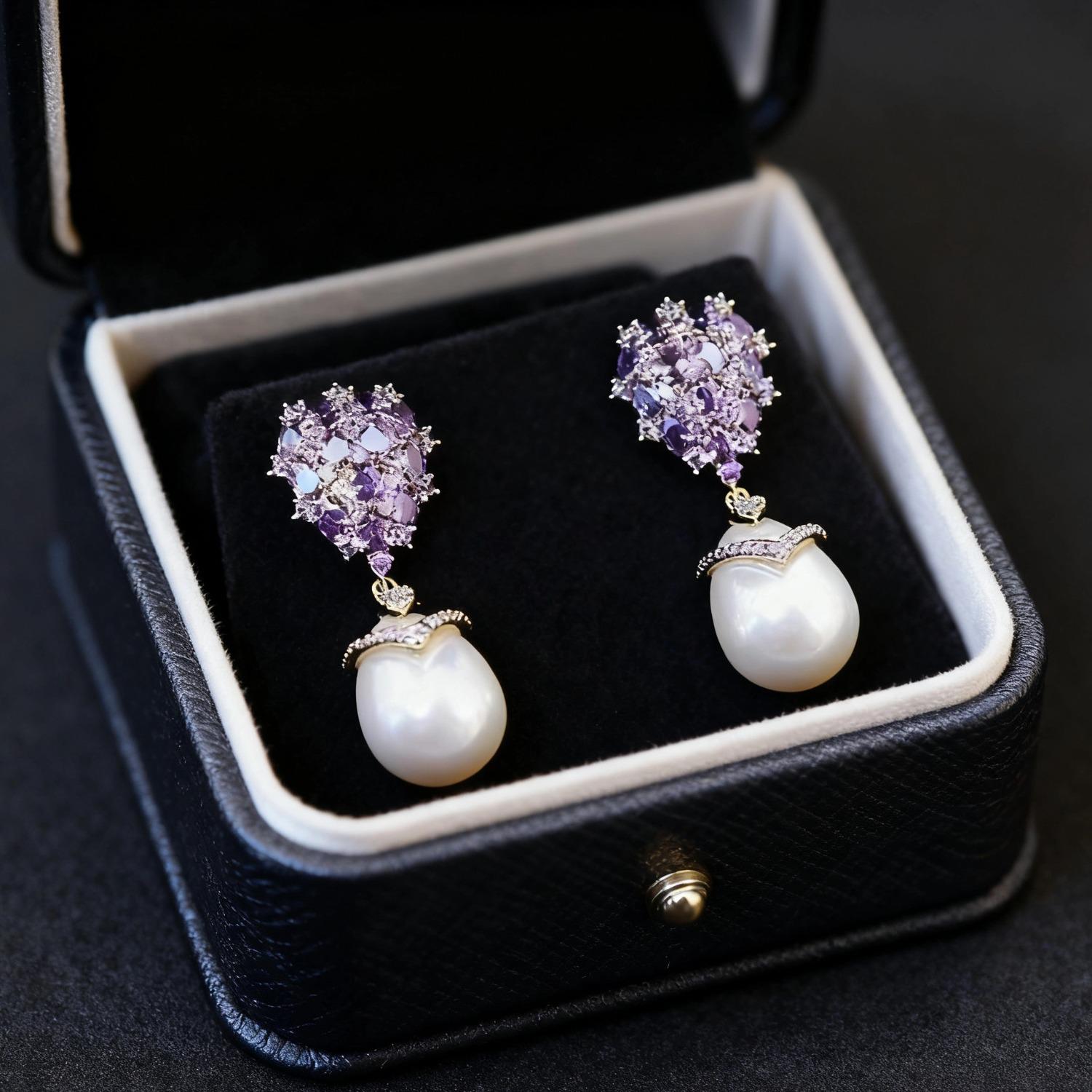 Серьги из серебра S925 с жемчугом в форме слезы: Элегантная инкрустация цирконами, Французский роскошный придворный стиль