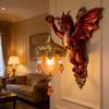 Miniature Wall Lamp Vintage Dragon Statue Glowing Soft Warm Light Decorative Wall Mount Sconce for Bedroom Living Room Hallway