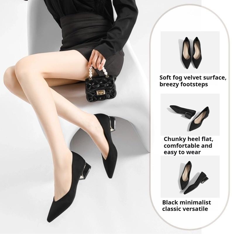 Туфли-лодочки на плоской подошве, Рабочие туфли из текстурированной замши, Офисные работники не устают, Женская обувь 34 чёрный