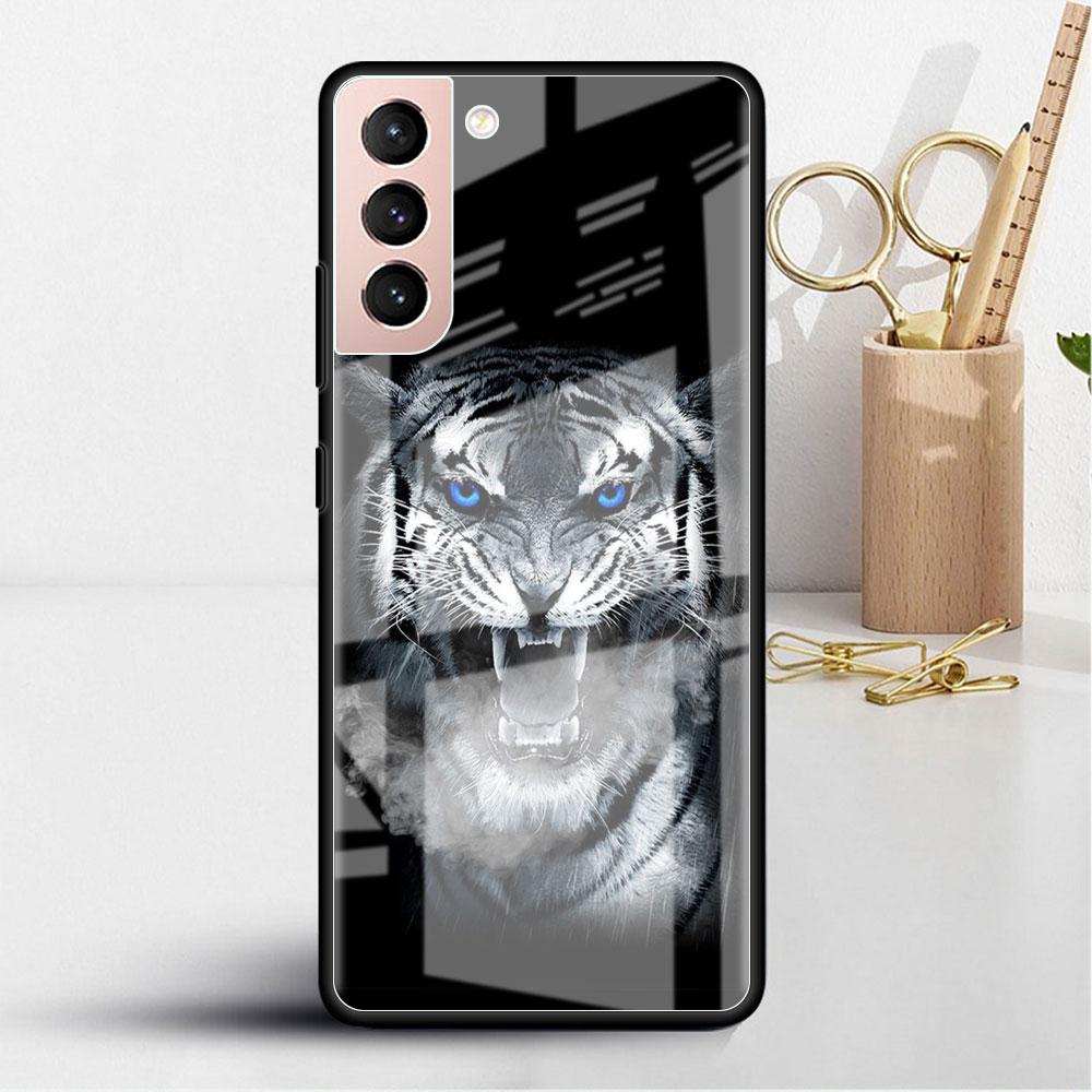 Husă de Sticlă cu Animal Tigru Pentru Samsung Galaxy S22 S20 FE S21 Plus Husă Telefon S10 5G S9 Note 20 Ultra 10 Lite Carcasă