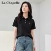 La Chapelle Women's Heart Print Polo Top