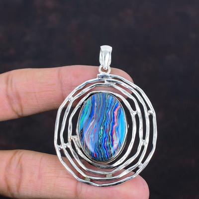 Rainbow Calsilica Pendant 925 Sterling Silver Pendant Handmade Designer Pendant Gemstone Pendant Rainbow Calsilica Jewelry Gifts For Mother