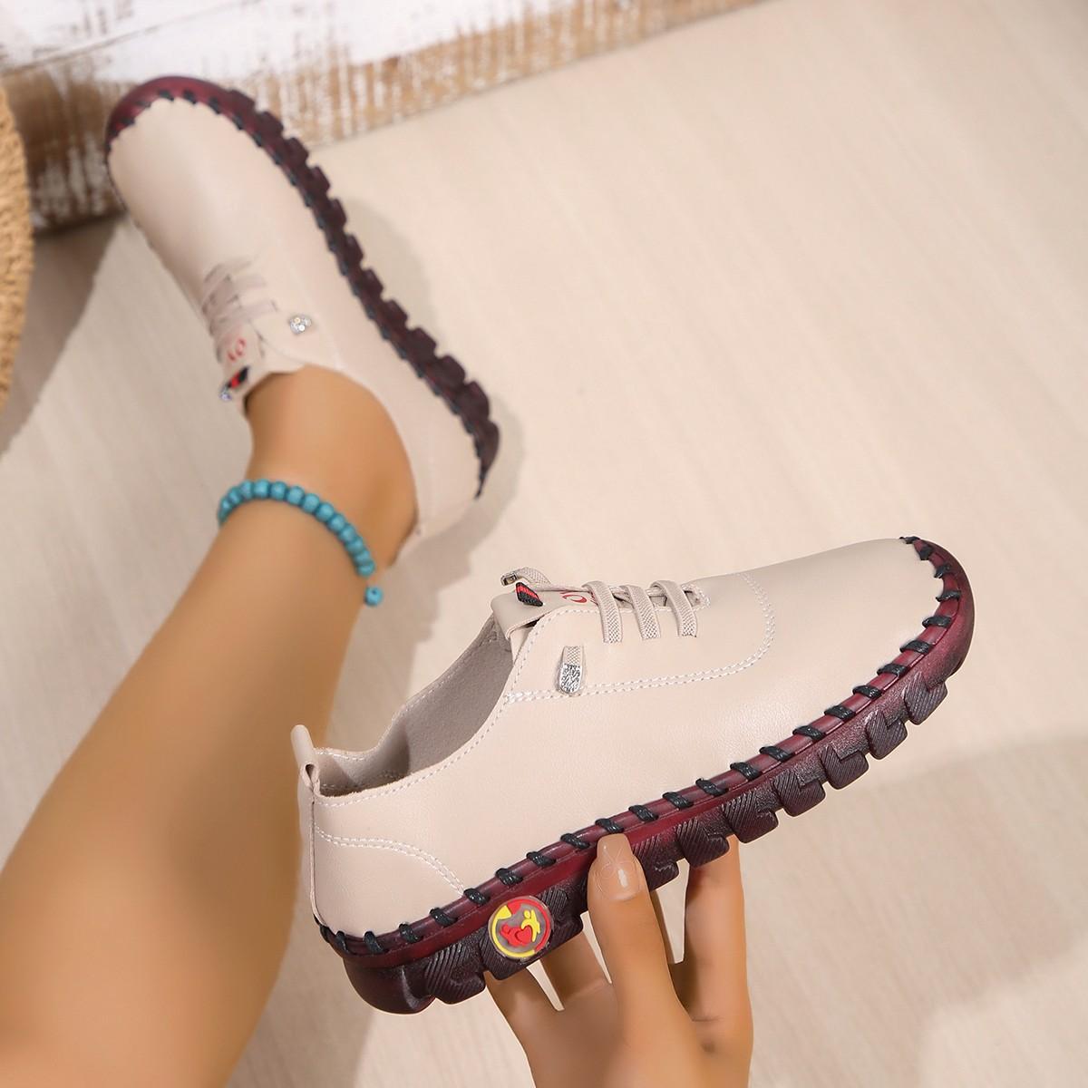 

Популярные женские туфли ручной работы из говяжьих сухожилий с мягкой подошвой 2025 года, новые независимые туфли на плоской подошве, обувь Doudou 45