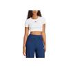 adidas Originals Logo Print Round Neck Slim Fit Short Sleeve T-Shirt Women Tops White JC9026