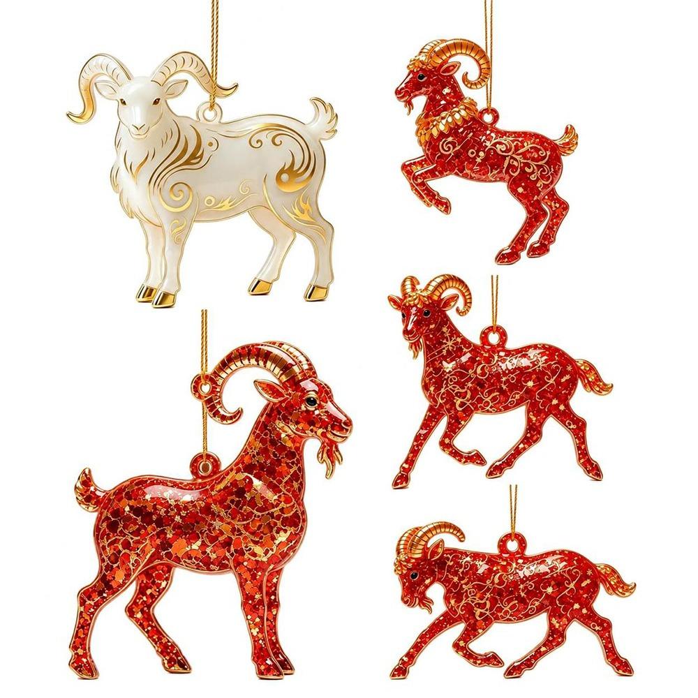 Shining Goat Pendant Acrylic Christmas Tree Ornament Gifts Animal Hanging Decoration  Bag Charms