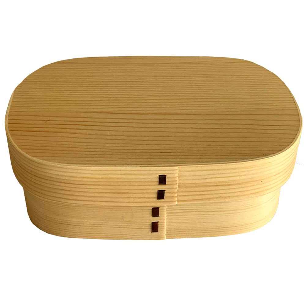 Yamaya Lacquerware Wooden Square Bentwood Lunch Natural White Stylish and Cute Single-Tier Box, Wood,