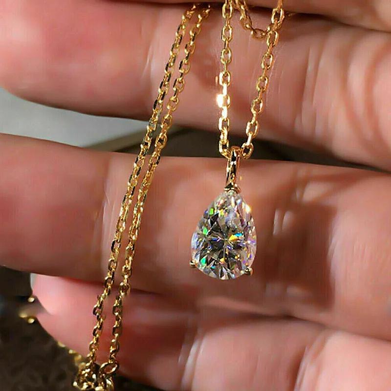 CAOSHI Minimalism Water Drop Shape Pendant Necklace for Women Elegant Gold Color Accessories for Engagement Ceremony Party Hot
