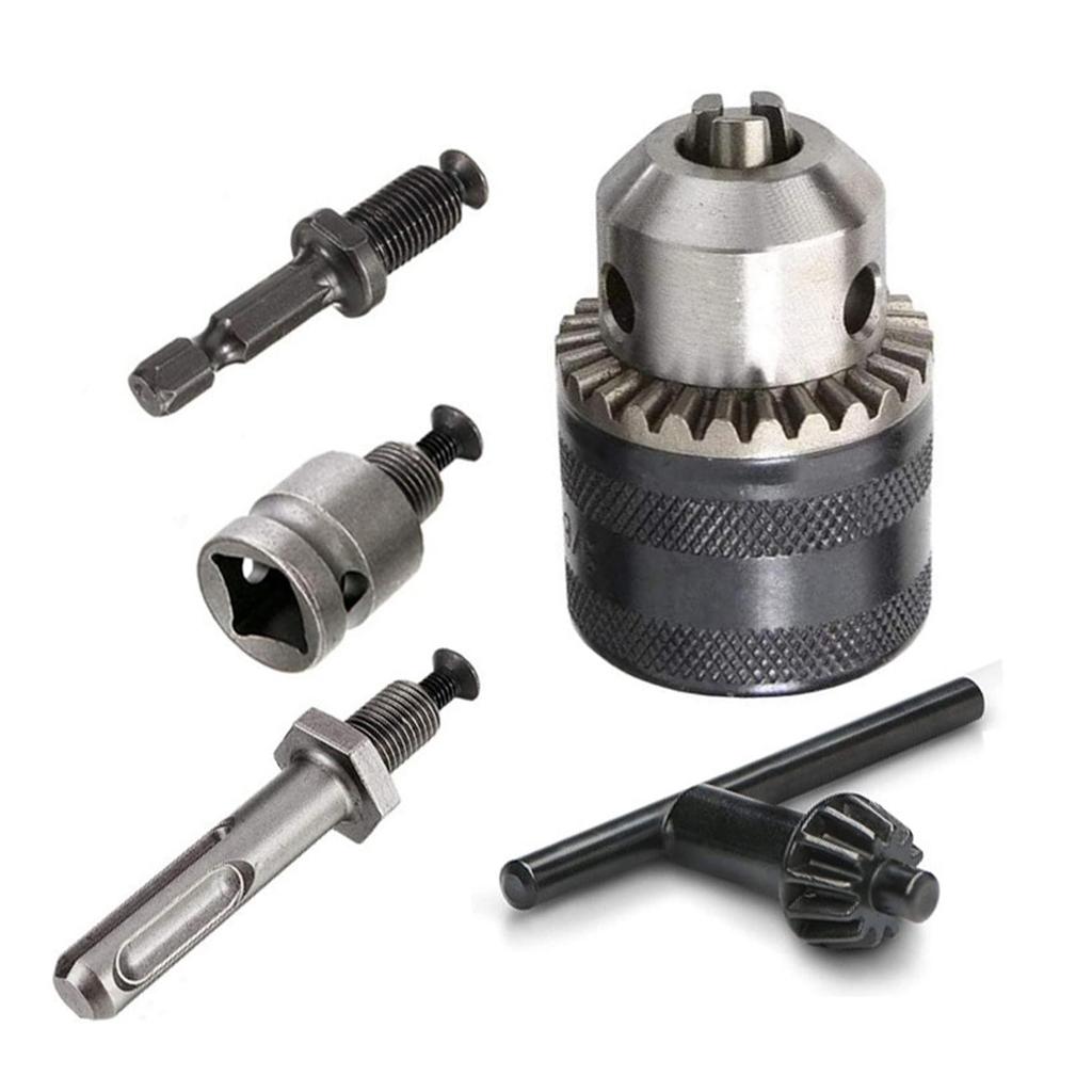 LOYELEY Drill Chuck Hex Shank SDS Inch Adapter Socket Black with Metal Key Impact Wrench Conversion Tool 13mm Electric Drill Chuck Impact Driver All