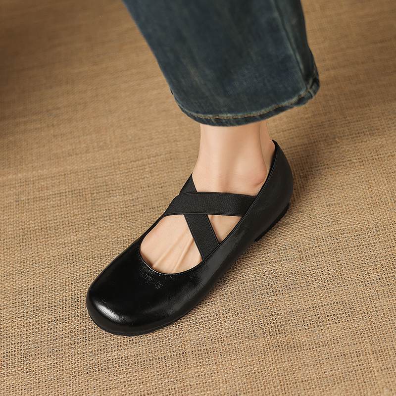 

Krazing Pot Микрофибра Круглый Носок Толстый Средний Каблук Весенне-Летняя Обувь Большой Размер 43 Мэри Джейн Женские Мелкие Лоферы 34