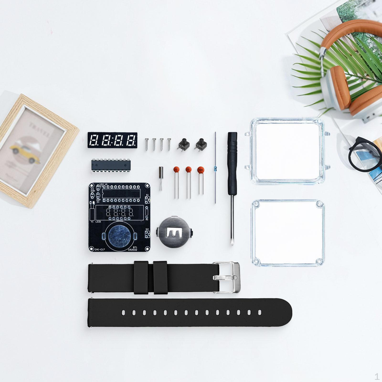 

Набір для самостійного складання електронного годинника, набір для практики пайки ручної роботи для освіти чорний