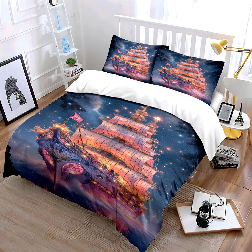 Sailing ship with stars. Bedding sets Duvet cover sets Duvet covers Pillowcases(1 * Duvet Cover 2 * Pillowcases without duvet insert)