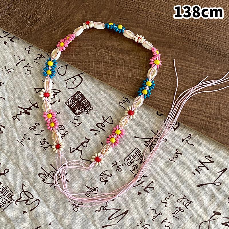 Simple Versatile Hand-Woven Tassel Wooden Beads Belt Ethnic Style Waist Chain Accessories Vacation Waist-Cinching Waist Rope