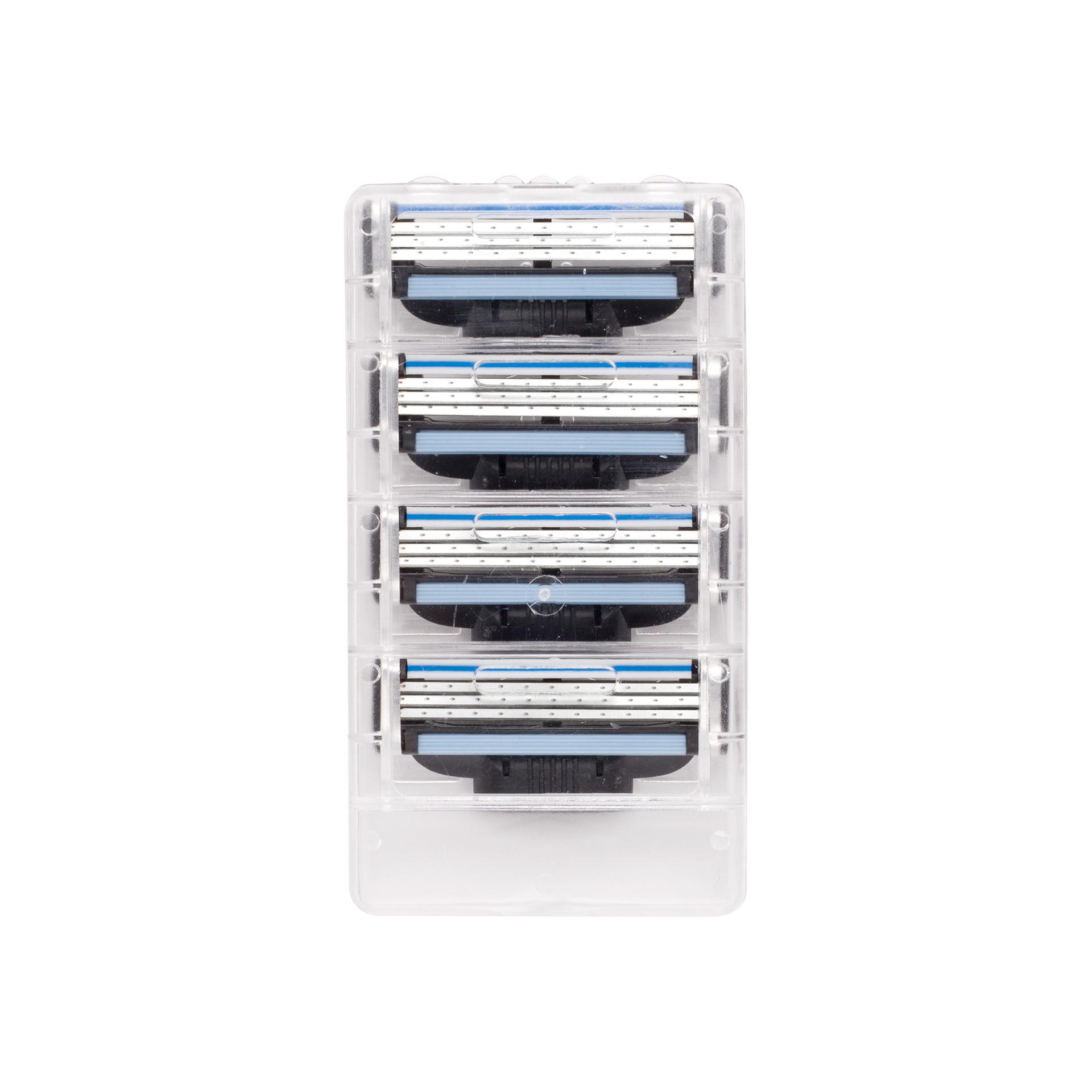 

Mache3 3-шарові бритвені леза для чоловіків. Бритва для догляду за обличчям 4pcs синій