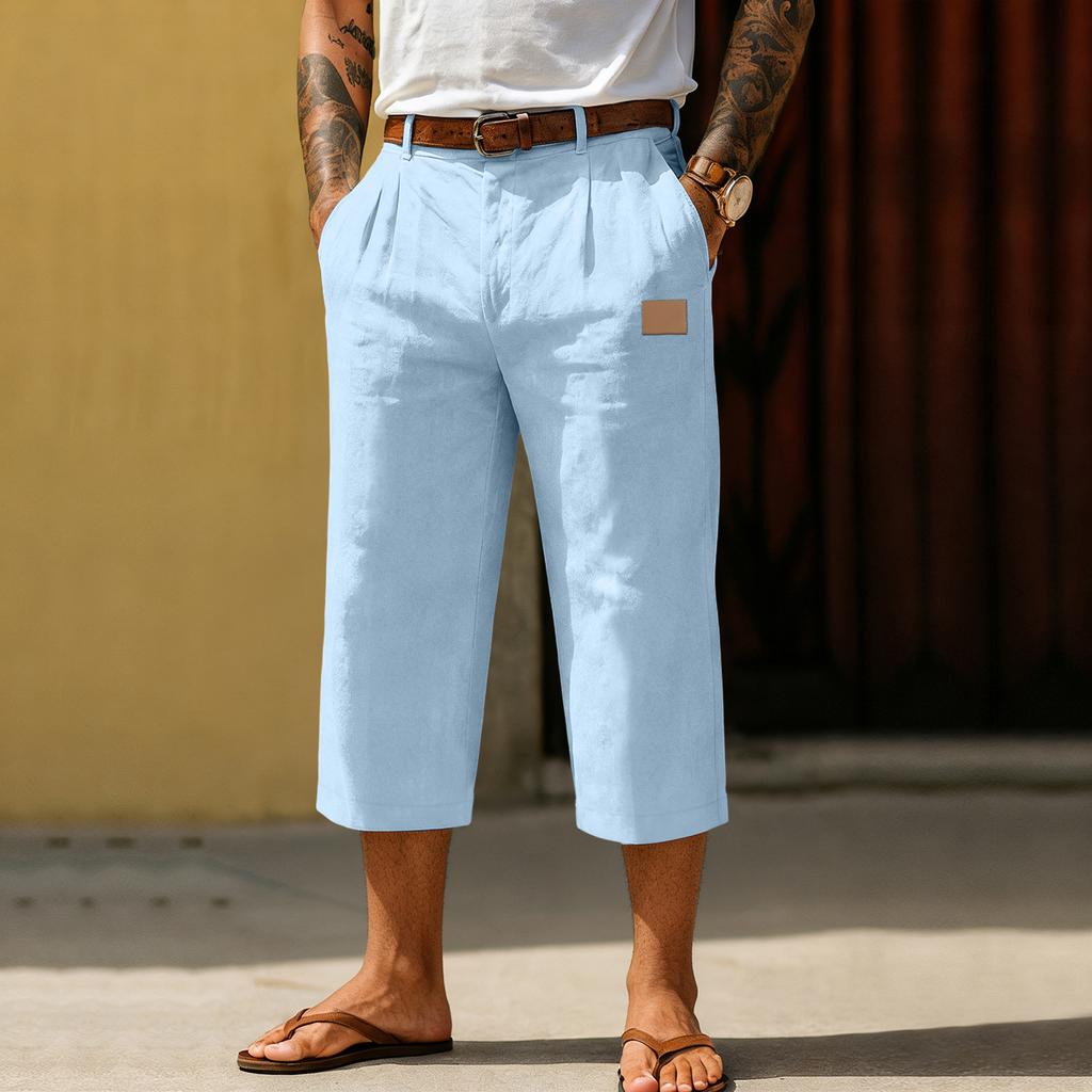 Pantaloni a gamba dritta cropped sportivi e casual da uomo