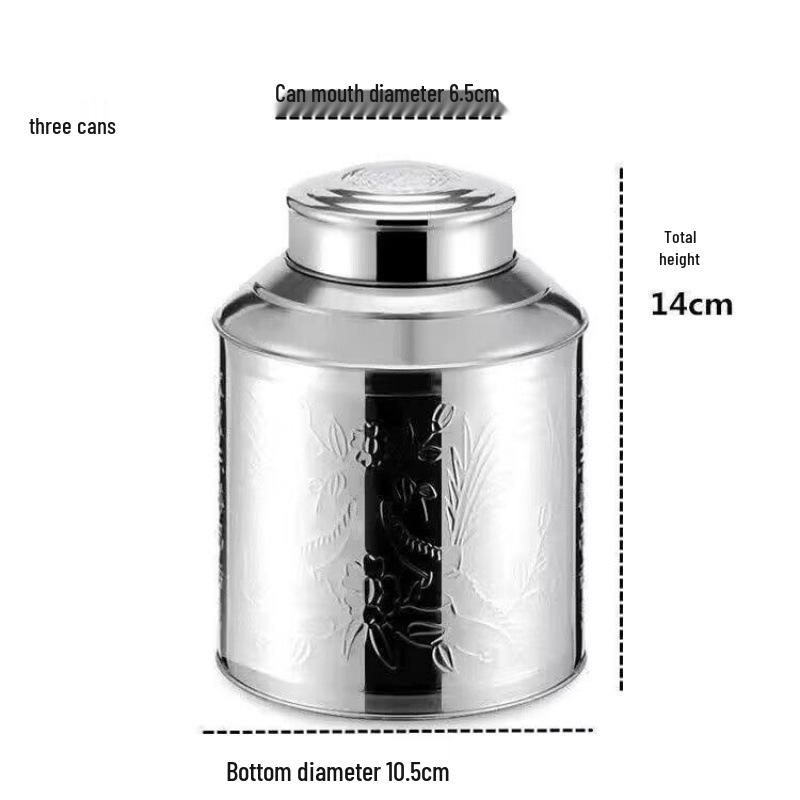 Stainless Steel Tea Caddy with Sealed Iron Lid for Large Storage of Dried Tangerine Peel Tea