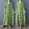 Summer Color V-neck Retro Long Skirt Cotton Linen Dress