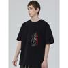 Black T-Shirt With Horse And Chinese Characters Print For Casual Wear