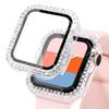Bling Glass+Cover For Apple Watch Case 44 45mm 41mm 40 42mm 44mm Diamond bumper+Screen Protector for Series 11 10 9 8 7 5 6 SE