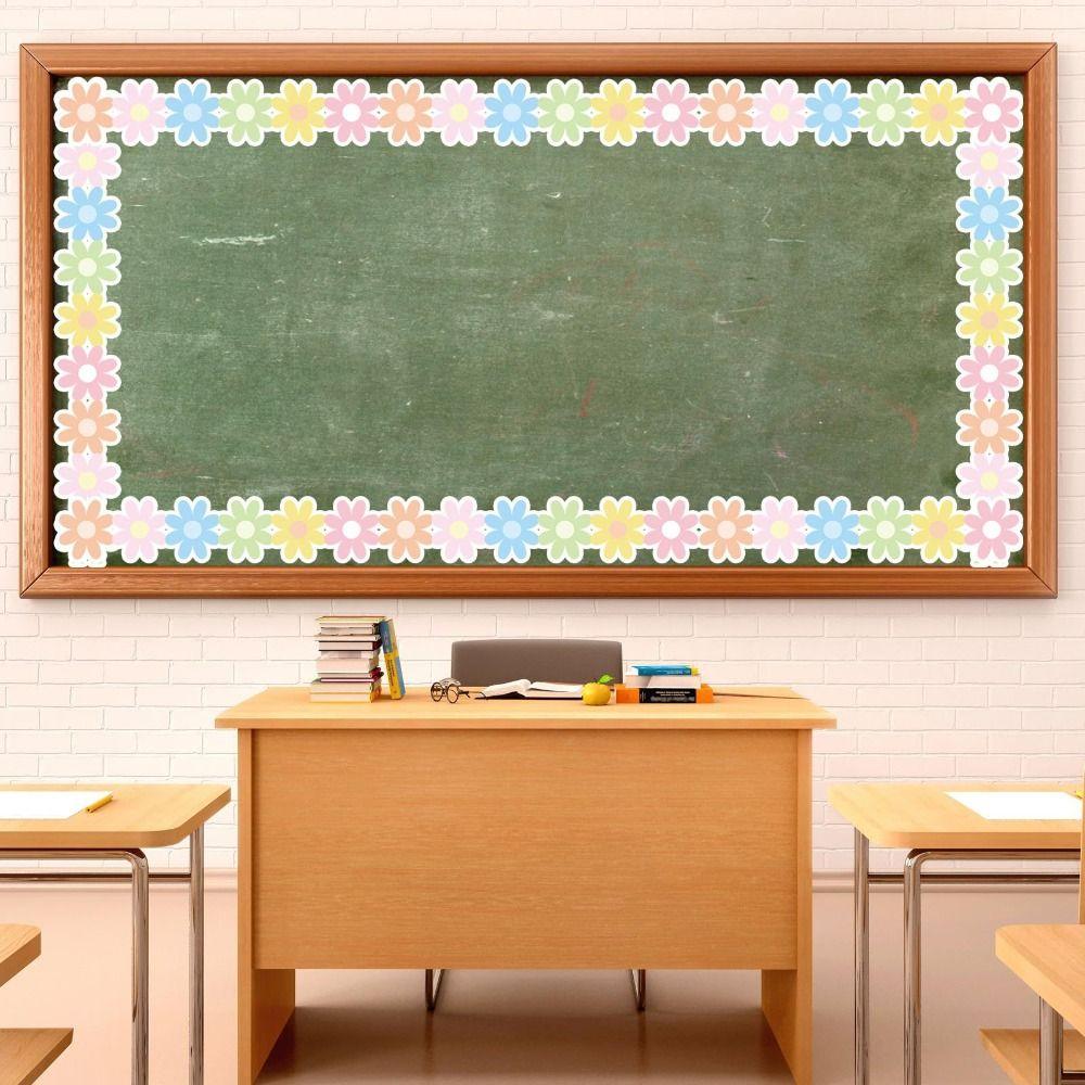 New Colored Poster Border Stickers Flower DIY Wavy Edge Paper Waterproof Wall Decoration for Classroom Bulletin Board Home Party