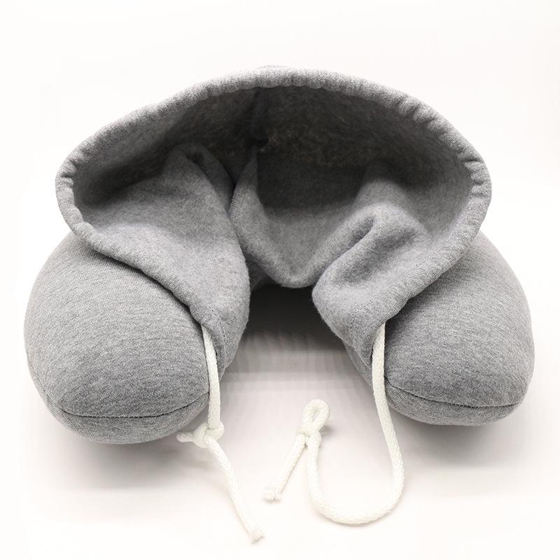 

Hooded U-Shaped Neck Support & Nap Pillow for Office, Travel & Car 30*28*9cm with Hood серый