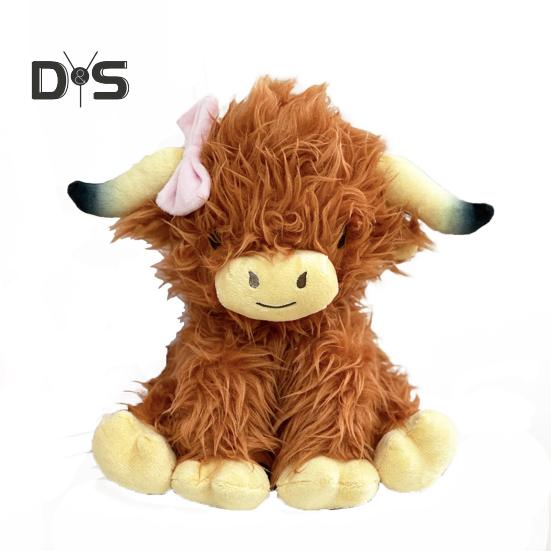 

Плюшевая игрушка «Коровы Хайленд» с бантом, мягкие игрушки для крупного рогатого скота, плюшевые милые пушистые куклы в виде коров, праздничный подарок для детей, взрослых, мальчиков и девочек жёлтый