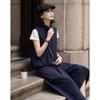 Demana Women's Anti-Bacterial Stand Collar Vest & Skirt-Pants Set