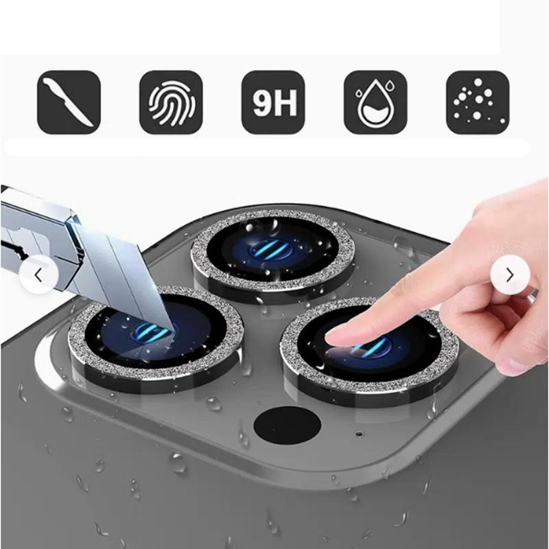 Protector Metalic Inel Obiectiv Sticlă pentru iPhone 16E 11 12 13 14 15 16 17 Pro Max plus Air 12 mini 13 mini Protecție Obiectiv Cameră Film Cameră