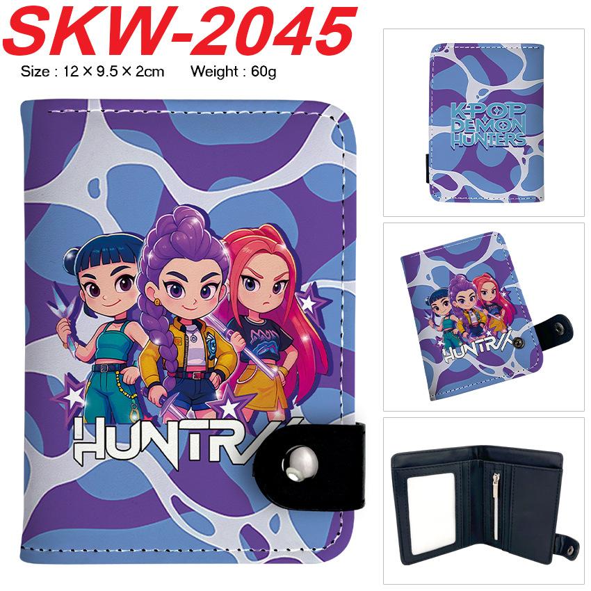 KPop Demon Hunters Wallet Vertical Snap Button Double Layer Card Holder Coin Purse Portable 1pcs